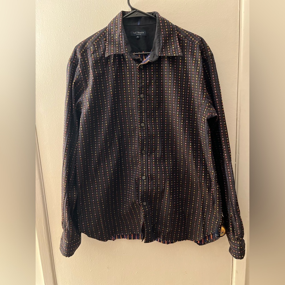 Ted Baker London Black Multicolor Button Down Shirt, size L